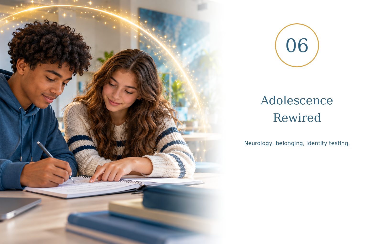 Adolescence Rewired — neurology, belonging, identity testing.