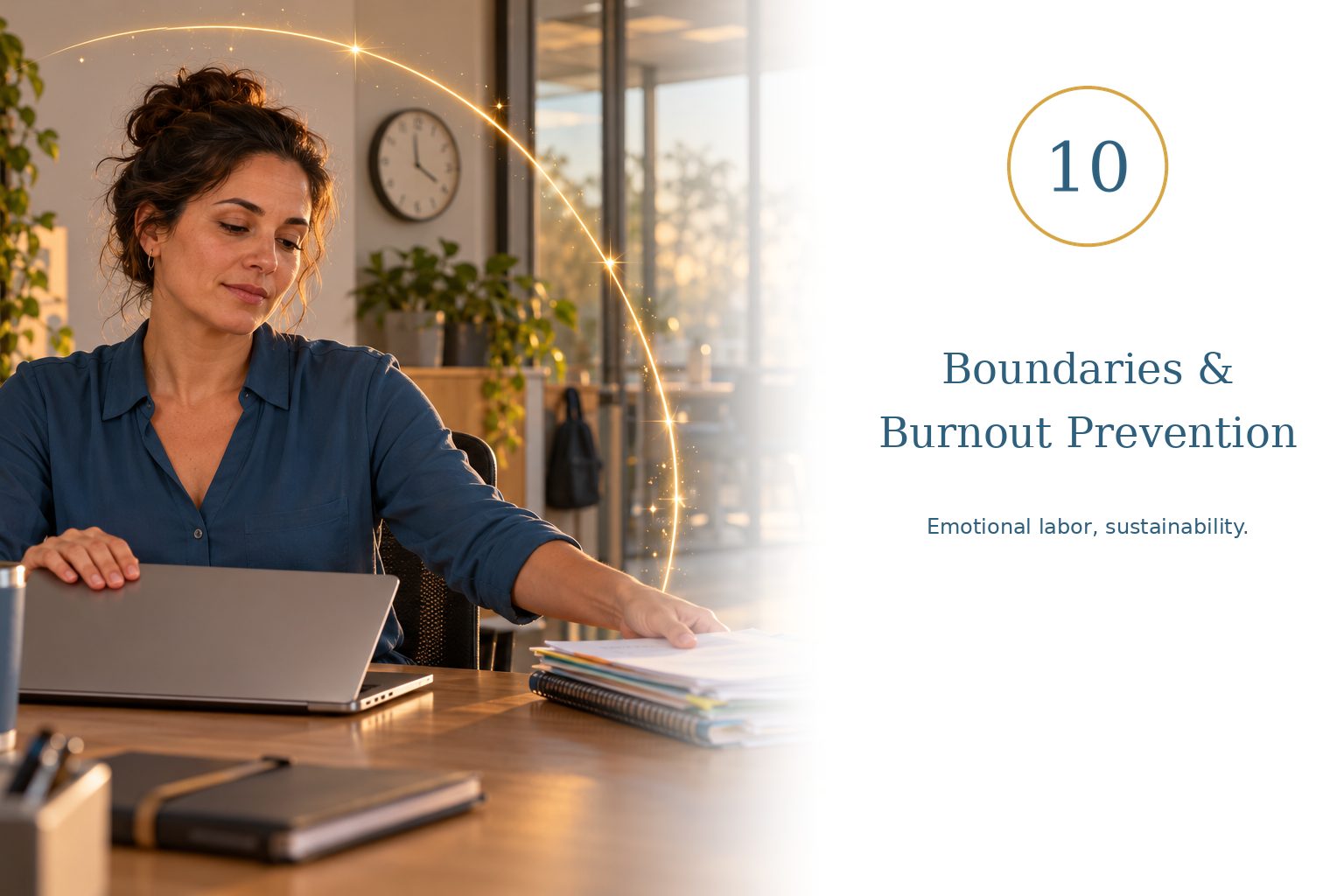 Boundaries and Burnout Prevention — emotional labor, sustainability.