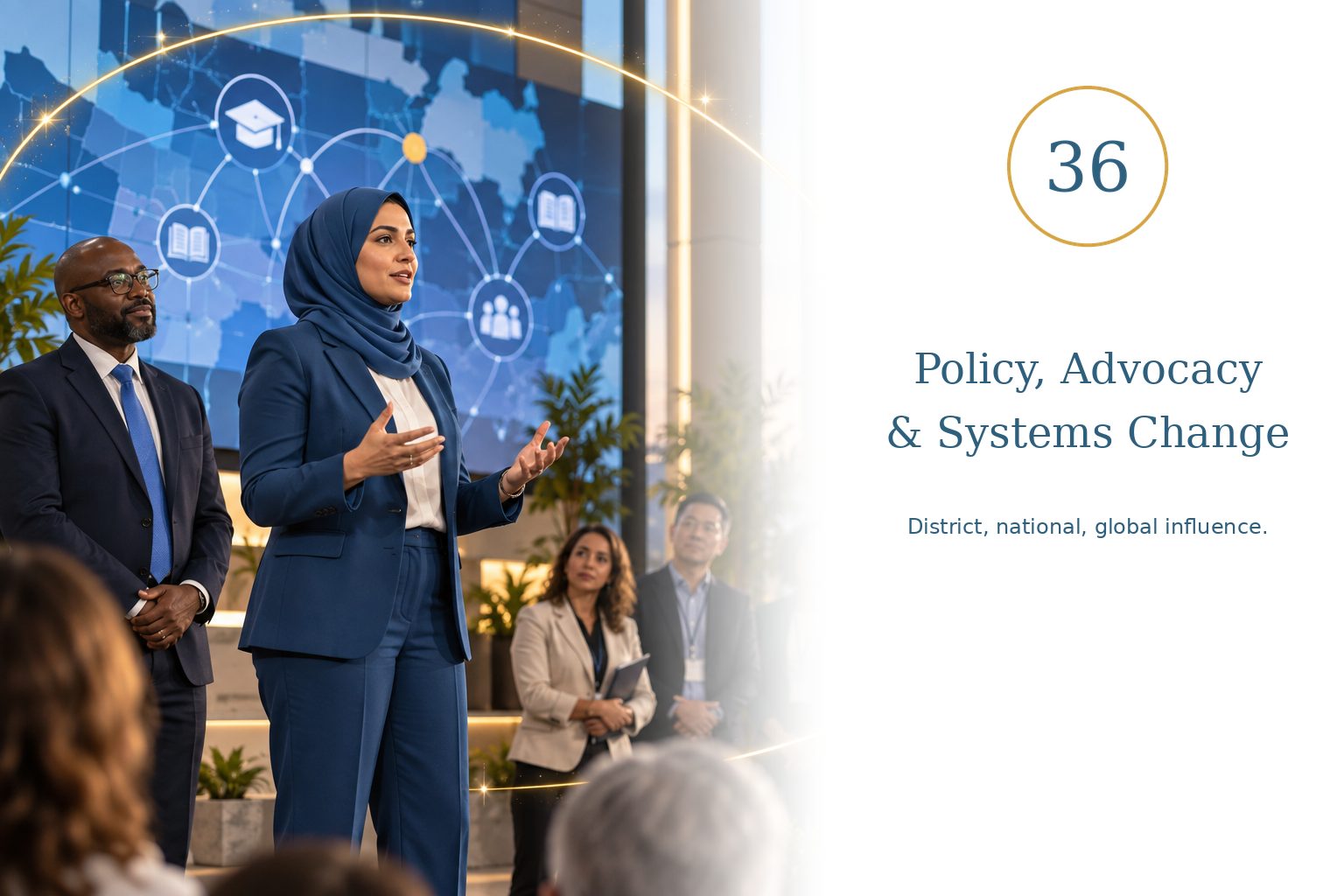 Policy, Advocacy and Systems Change — District, national, global influence.