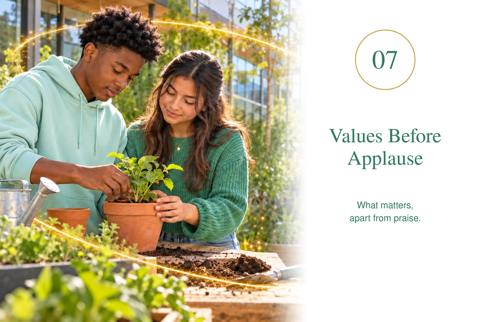 Values Before Applause — what matters, apart from praise.