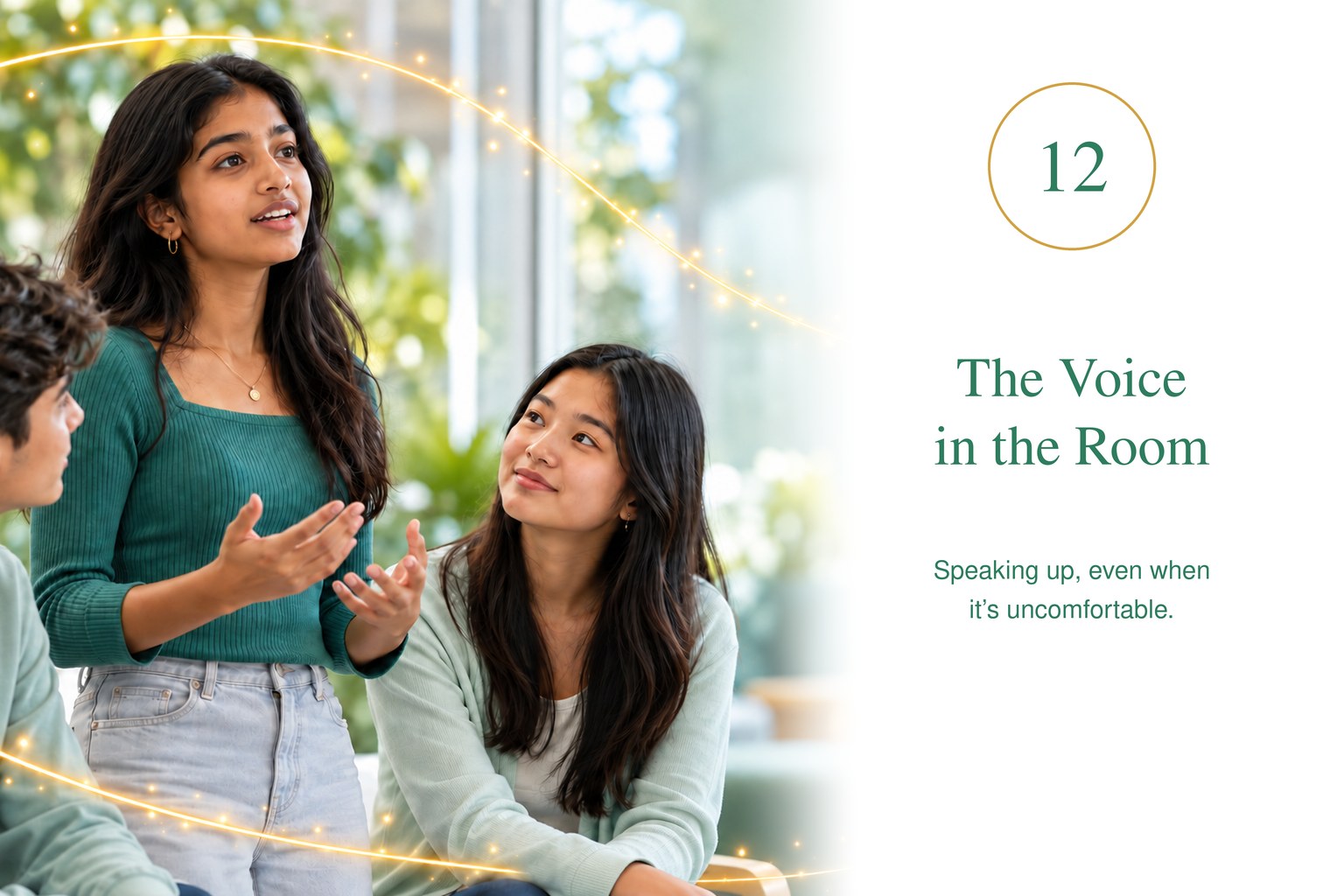 The Voice in the Room — speaking up, being heard.